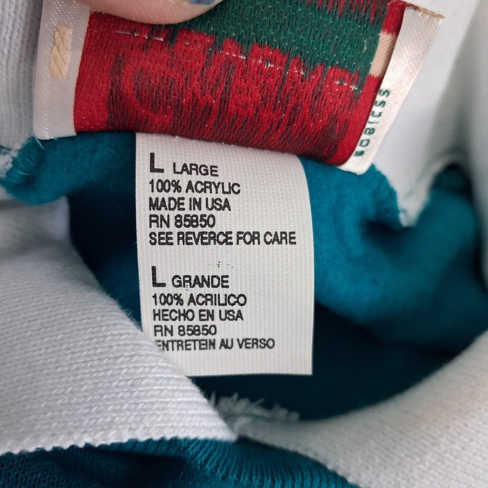 Vtg 90s Floral Cats Grandma Collared Sweatshirt Large L Womens Teal Bow Detail - Picture 8 of 14